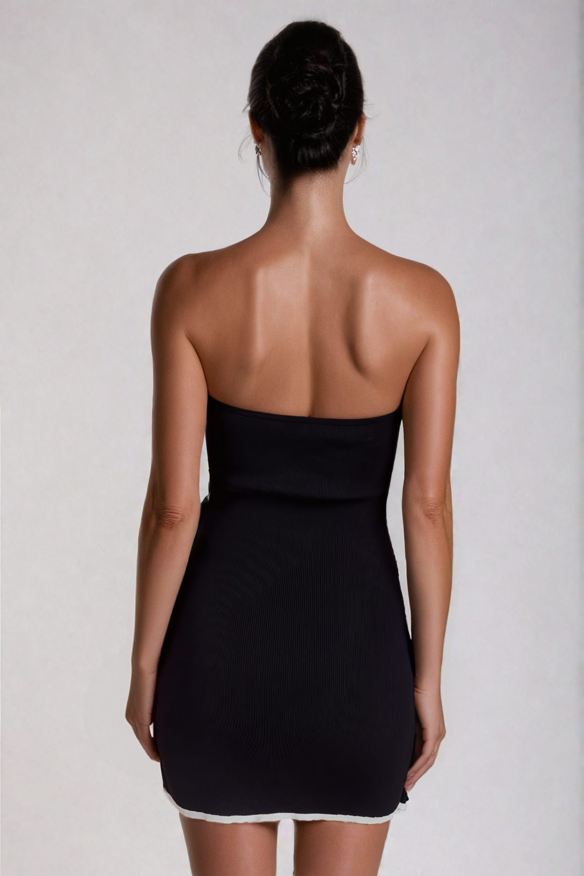 Ainsley Lace Knit Mini Dress In Black