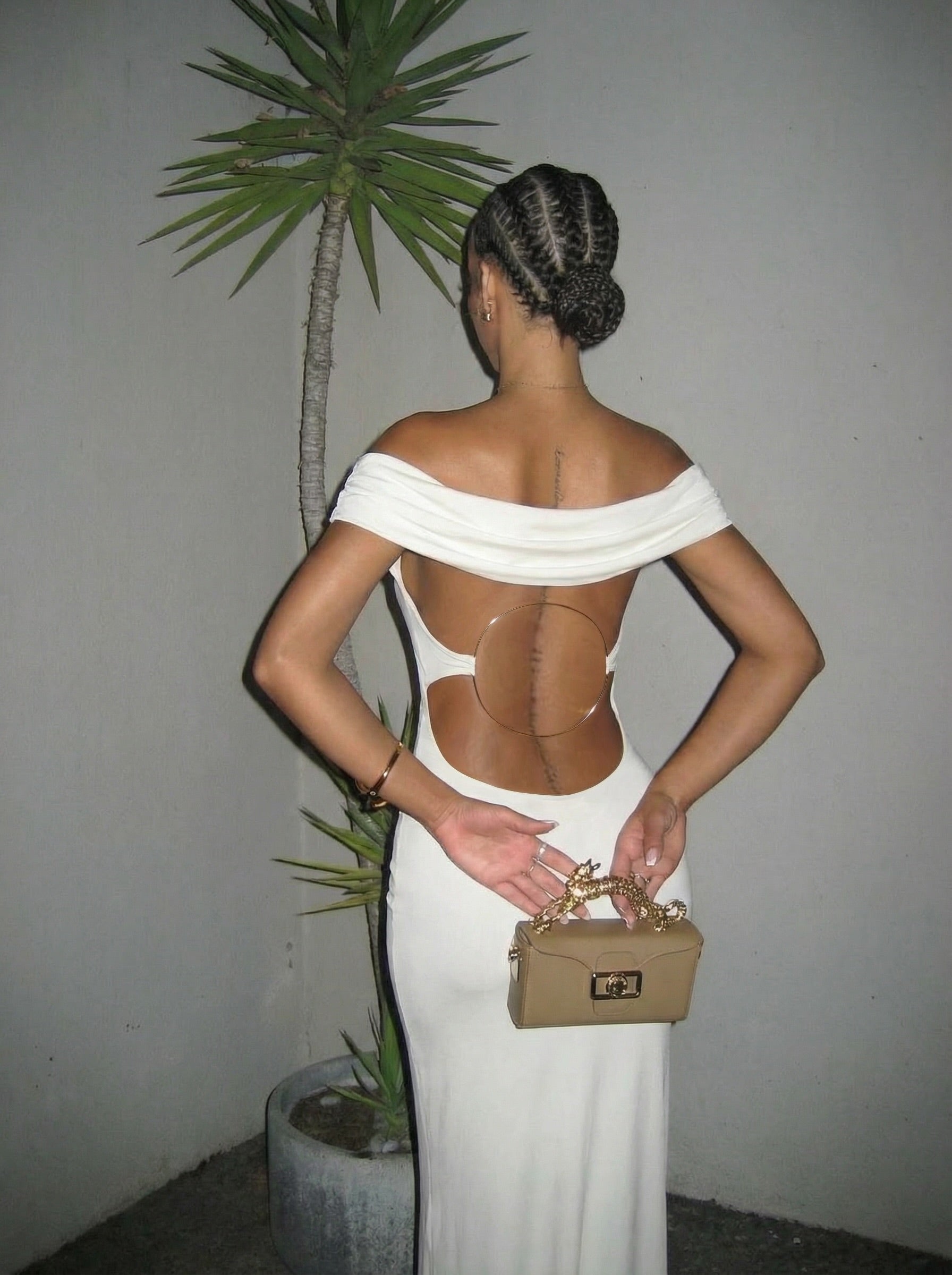 Vicky Dress With Gold Detail in White