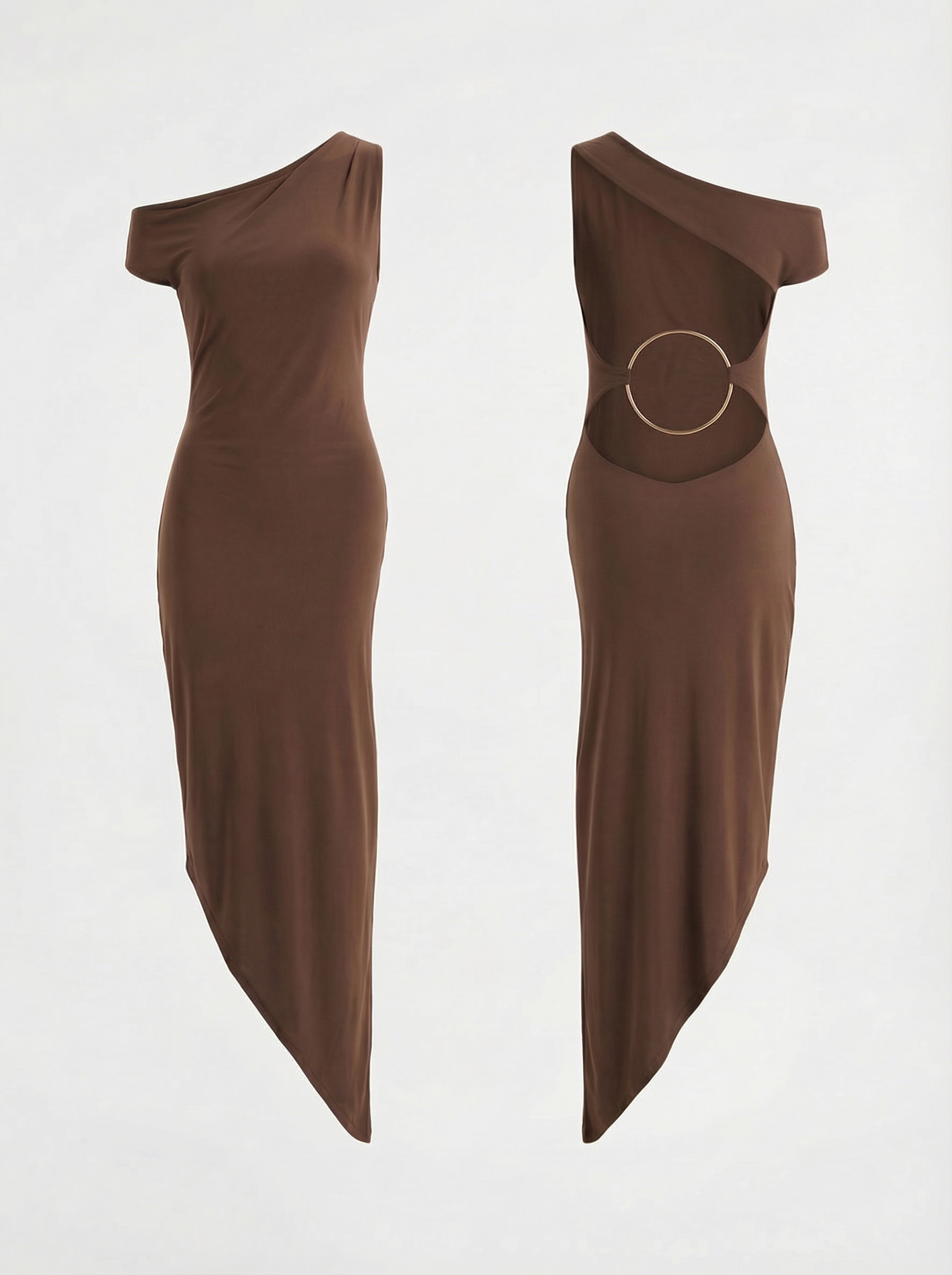 Vicky Dress With Gold Detail in Brown