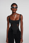 Chana Corset Mesh Top In Black