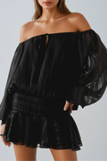 Dorota Off Shoulder Mini Dress In Black