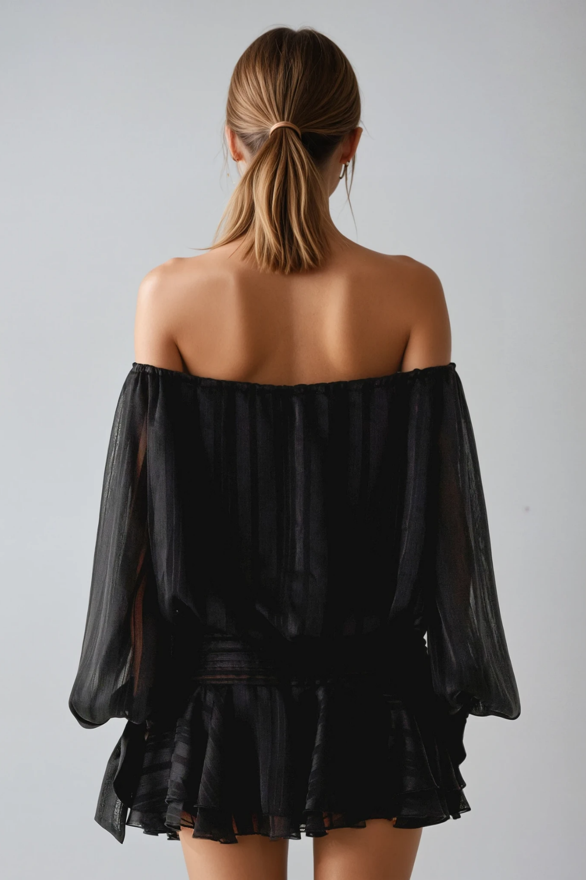 Dorota Off Shoulder Mini Dress In Black