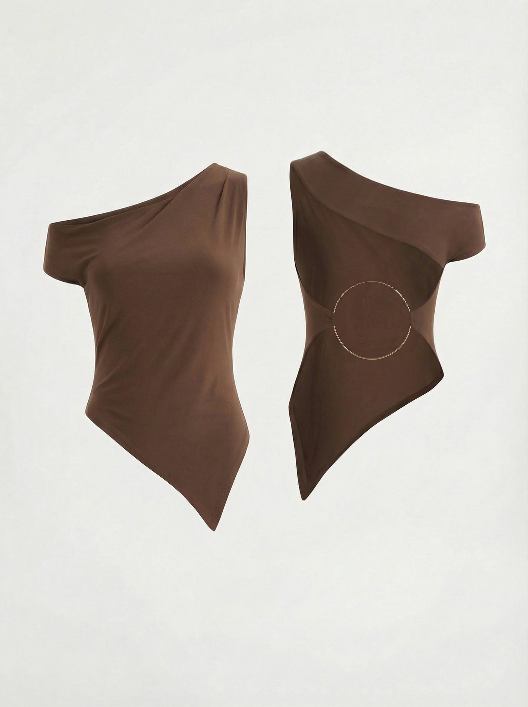 Natz Top With Gold Detail in Brown