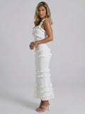 Fey Ruffle Maxi Dress In White