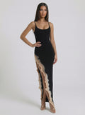 Borja Asymmetric Split Maxi Dress In Black