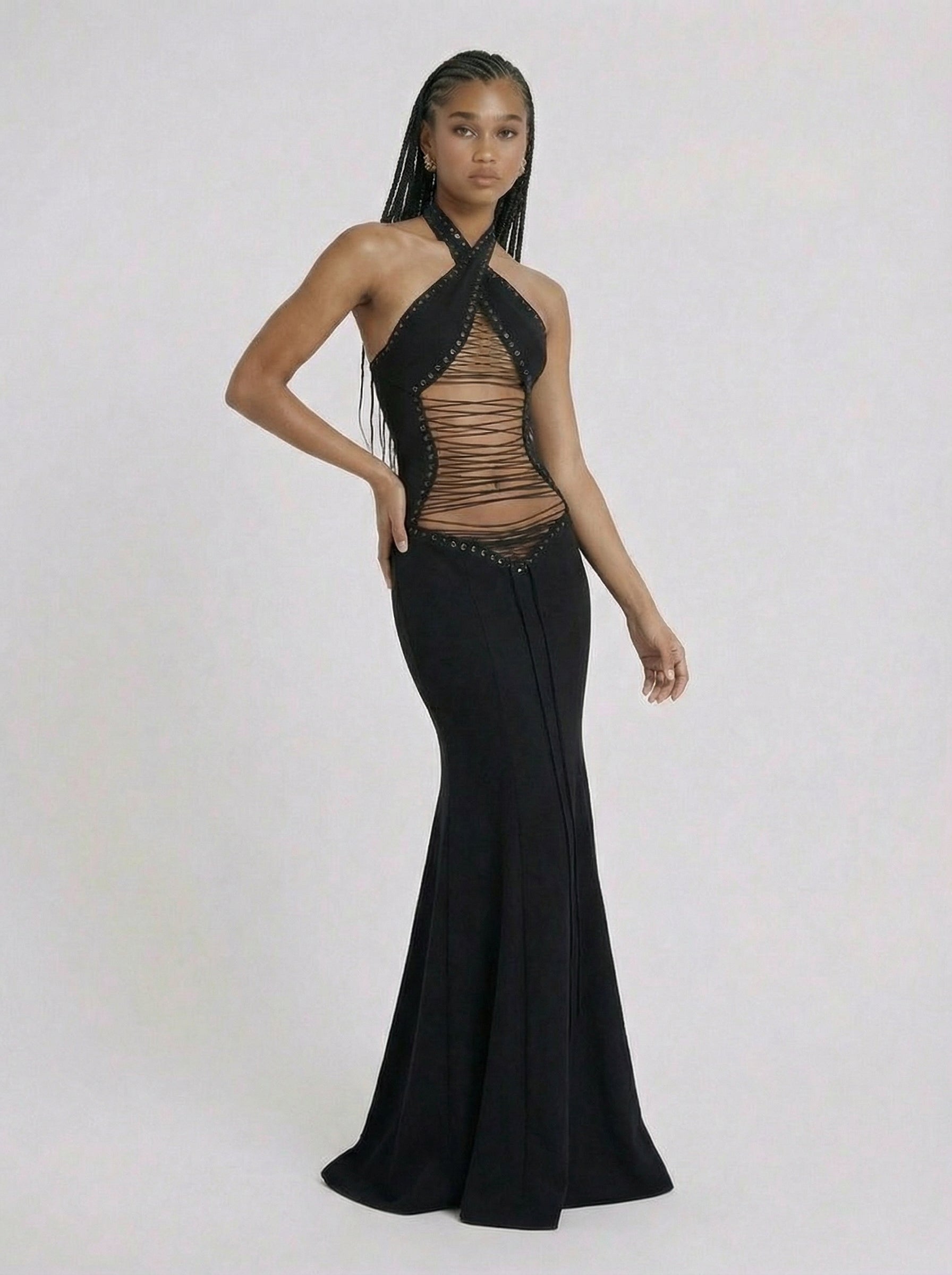 Cierra Lace Up Cutout Maxi Dress