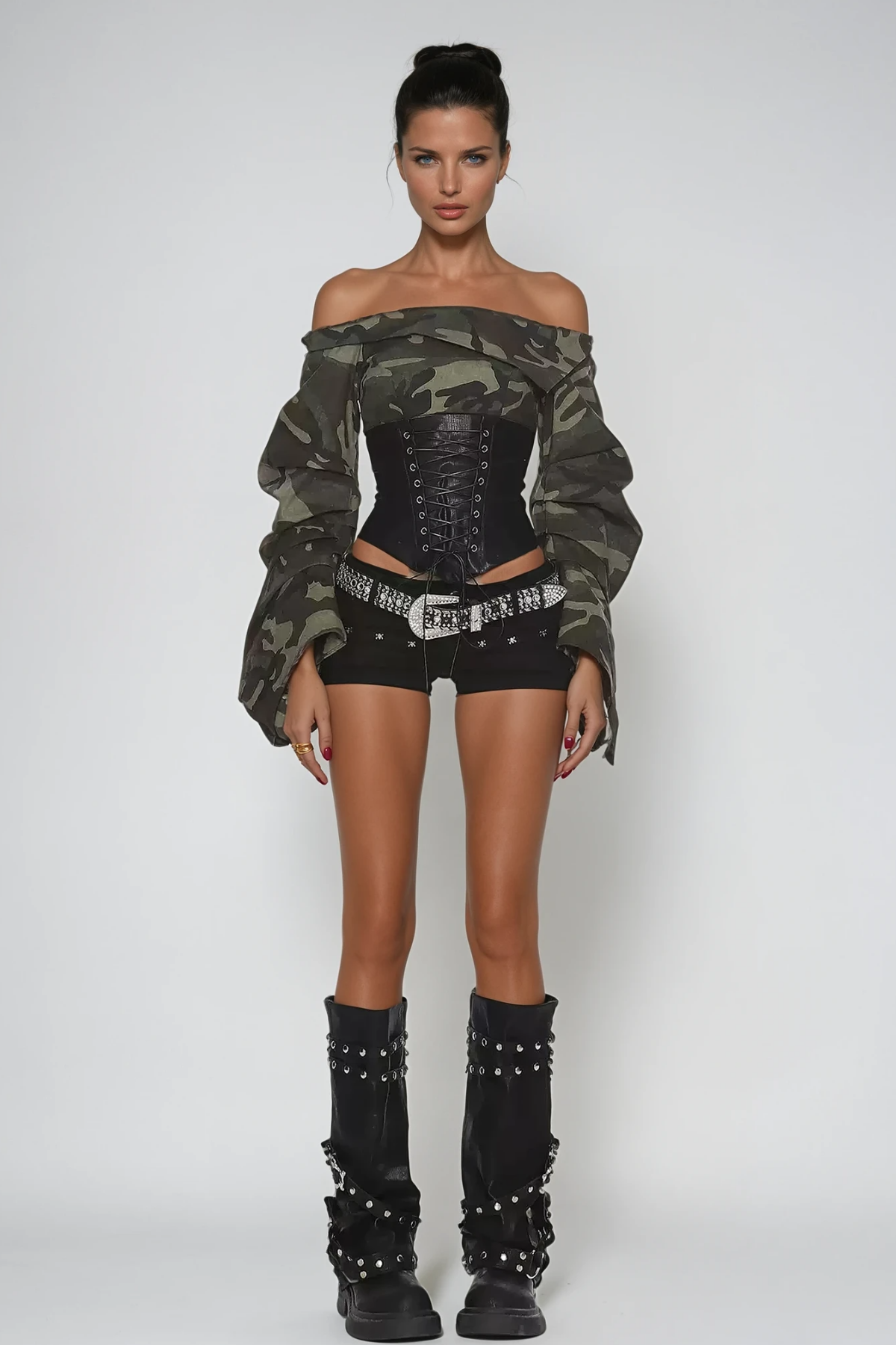 Wim Off Shoulder Lace Up Top