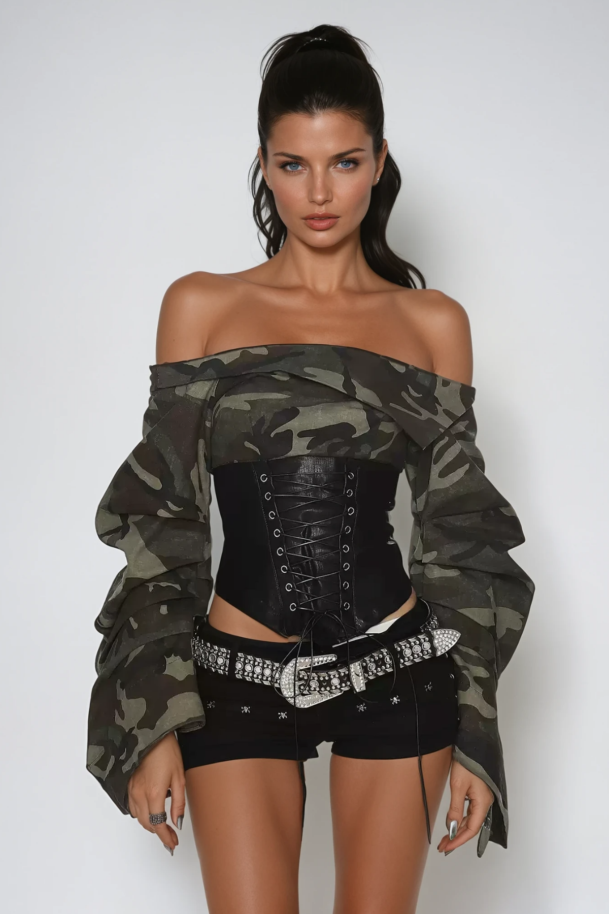 Wim Off Shoulder Lace Up Top